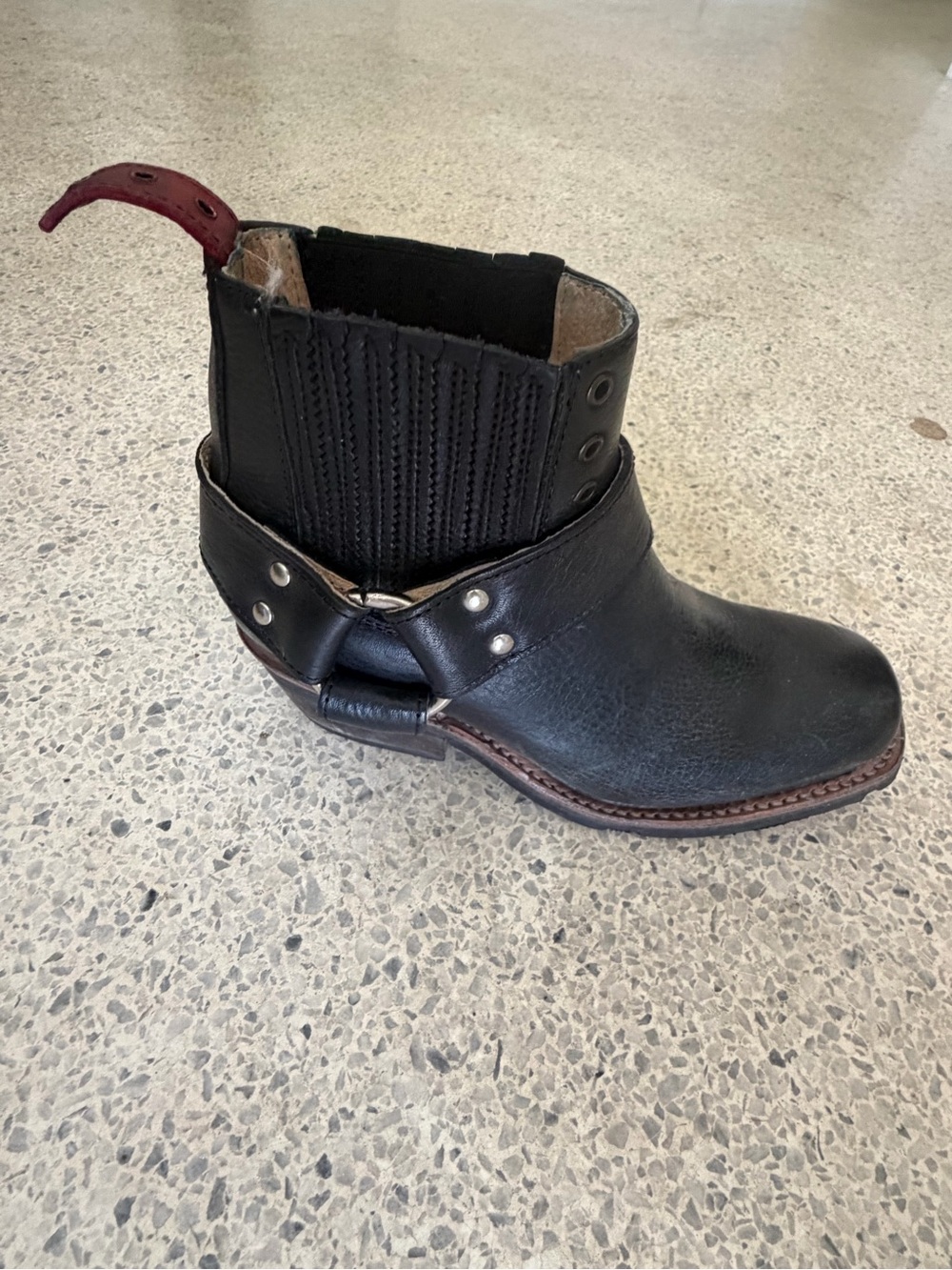 Freebird Women's Black Leather Ankle Boot with Buckle Detail